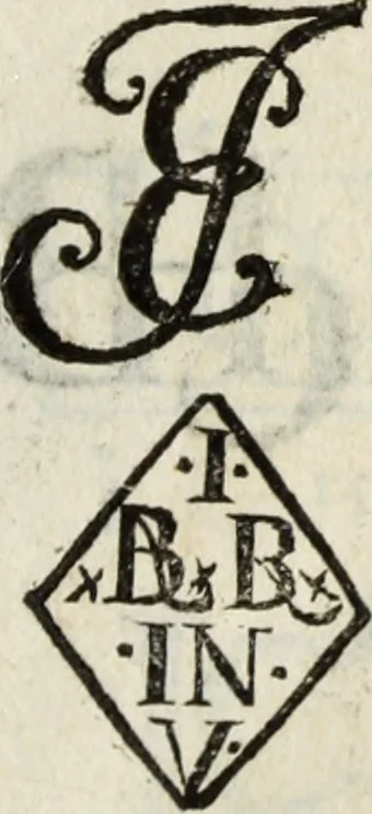 An illustration from Dictionnaire des monogrammes, chiffres, lettres initiales, logogryphes, rébus, &c. sous lesquels les plus célébres peintres, graveurs & dessinateurs ont dessiné leurs noms, 1750, leaf 254