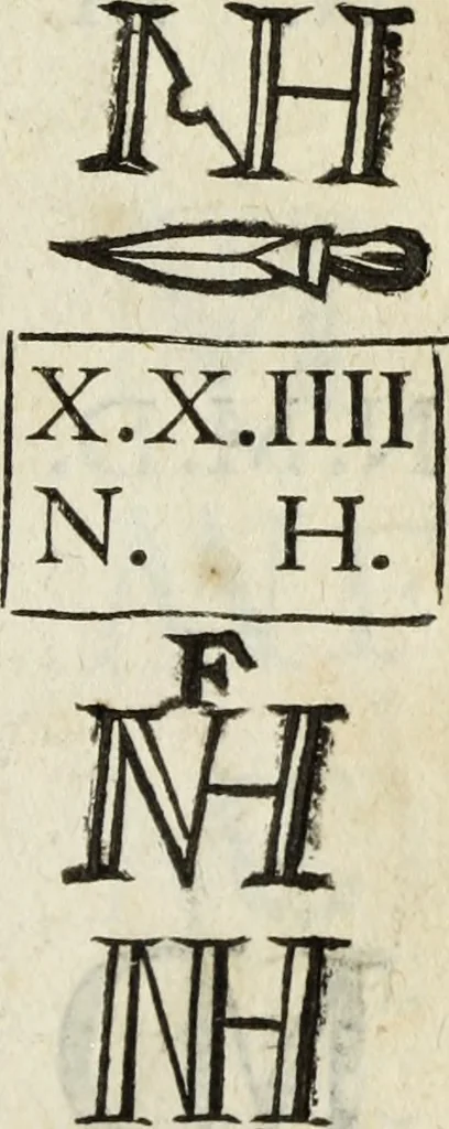 An illustration from Dictionnaire des monogrammes, chiffres, lettres initiales, logogryphes, rébus, &c. sous lesquels les plus célébres peintres, graveurs & dessinateurs ont dessiné leurs noms, 1750, leaf 322