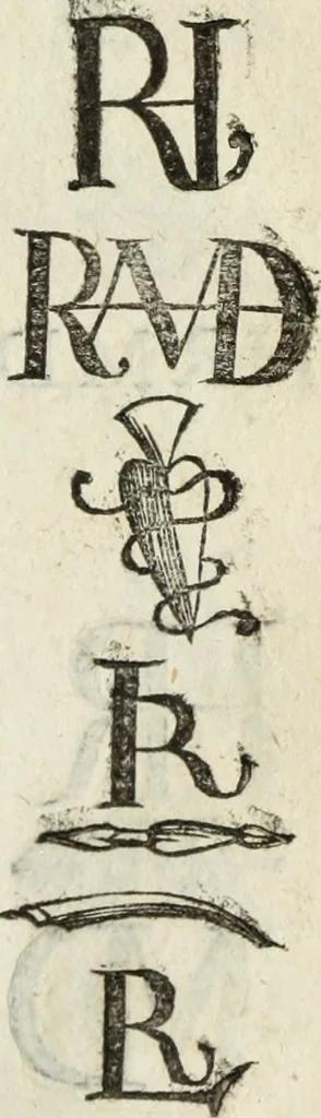An illustration from Dictionnaire des monogrammes, chiffres, lettres initiales, logogryphes, rébus, &c. sous lesquels les plus célébres peintres, graveurs & dessinateurs ont dessiné leurs noms, 1750, leaf 344