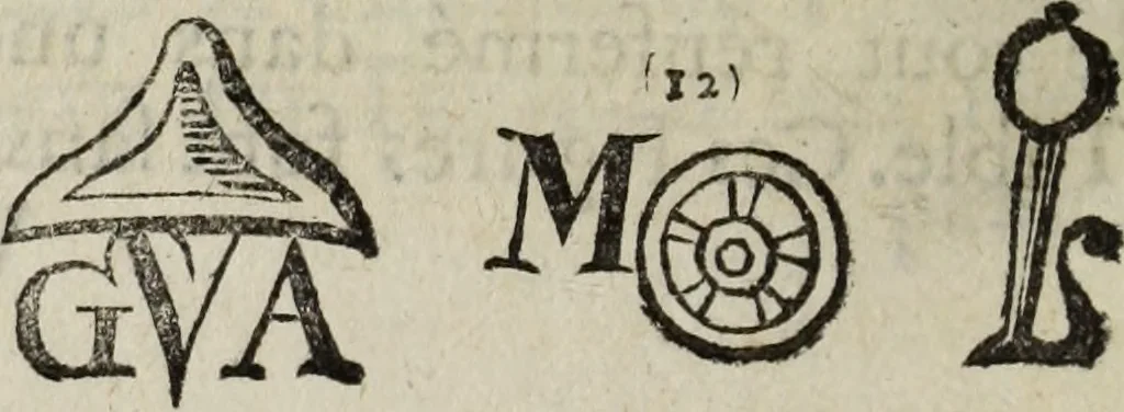 An illustration from Dictionnaire des monogrammes, chiffres, lettres initiales, logogryphes, rébus, &c. sous lesquels les plus célébres peintres, graveurs & dessinateurs ont dessiné leurs noms, 1750, leaf 391
