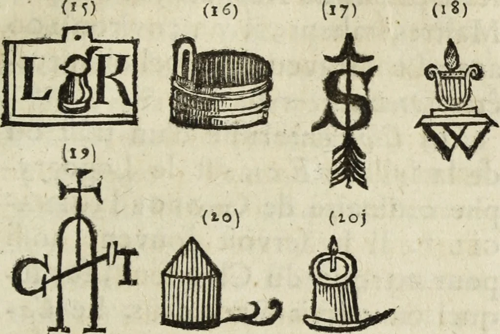 An illustration from Dictionnaire des monogrammes, chiffres, lettres initiales, logogryphes, rébus, &c. sous lesquels les plus célébres peintres, graveurs & dessinateurs ont dessiné leurs noms, 1750, leaf 392