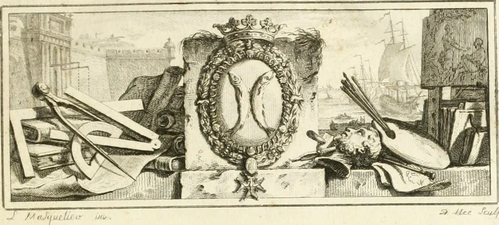 An illustration from Dictionnaire dárchitecture : civile, militaire et navale, antique, ancienne et moderne, et de tous les arts et métiers qui en dépendent : dont tous les termes son exprimés en Francois, Latin, Italien, Espagnol, Anglois et Allemand : enrichie de cent une planches de figures en taille-douce pour en faciliter l'intelligence ..., 1770, leaf 8