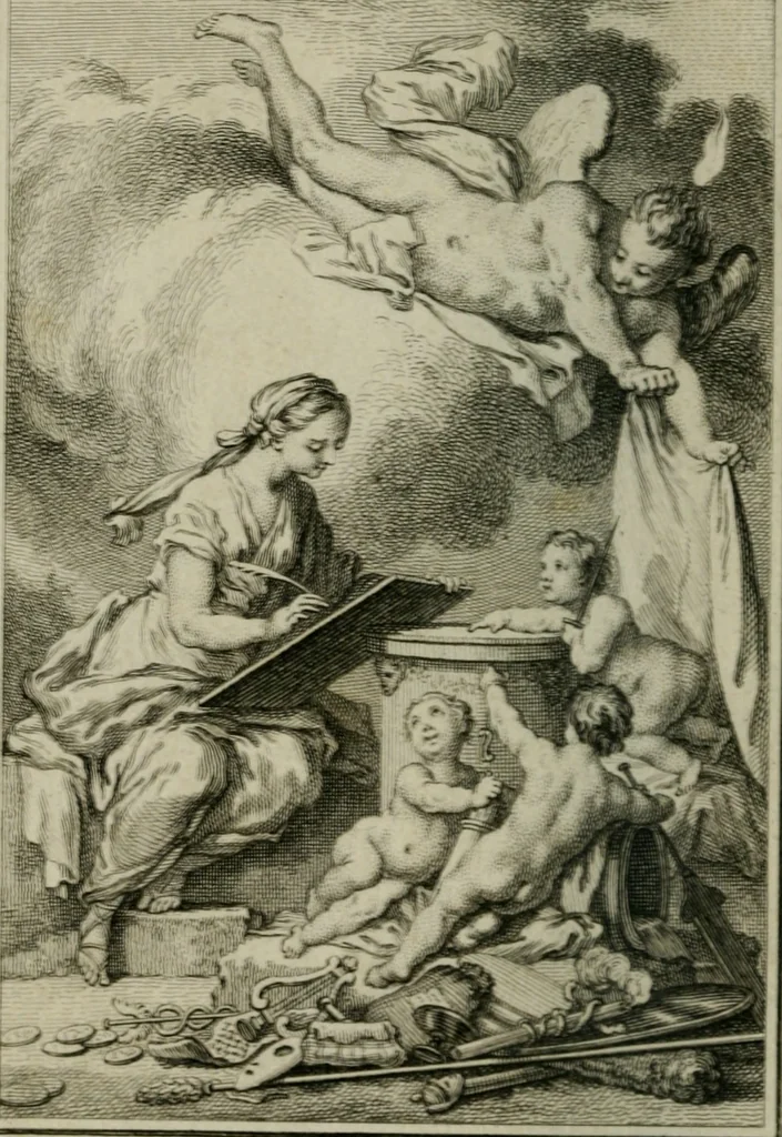 An illustration from Dictionnaire iconologique, ou, Introduction a la connoissance des peintures, sculptures, medailles, estampes, &c. : avec des descriptions tirées des poètes anciens et modernes, 1756, leaf 11