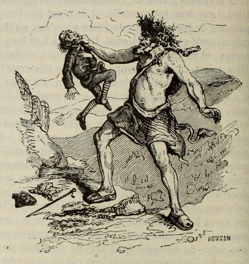 An illustration from Dictionnaire infernal : répertoire universel, des êtres, les personnages, les livres, les faits et les choses qui tiennent aux esprits, aux démons, aux sorciers, au commerce de l'enfer, aux divinations, aux maléfices, a la cabale aux autres sciences occultes, aux prodiges, aux impostures, aux supersititons diverses, et aux pronostics, aux faits actuels du spiritisme, et généralement à toutes les fausses croyances merveilleuses, surprenantes, mystérieuses et surnaturelles, 1863, leaf 142