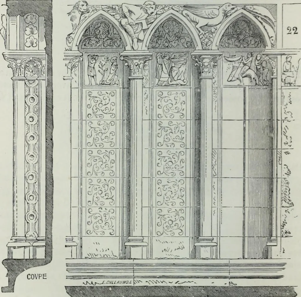 An illustration from Dictionnaire raisonné de l'architecture française du XIe au XVIe siècle, 1858, leaf 129
