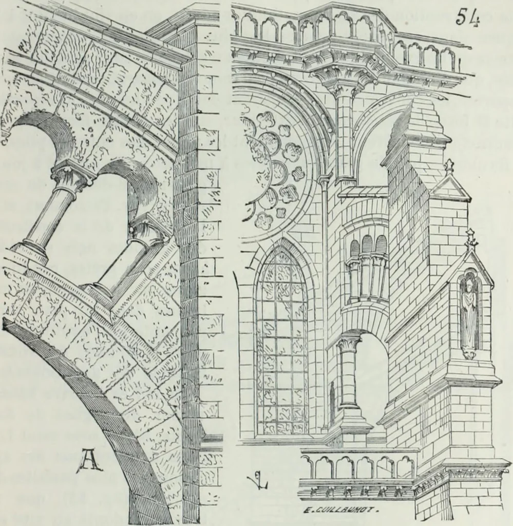 An illustration from Dictionnaire raisonné de l'architecture française du XIe au XVIe siècle, 1858, leaf 90
