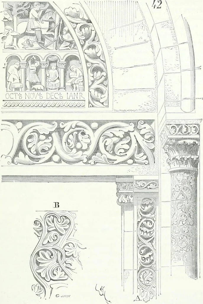 An illustration from Dictionnaire raisonné de l'architecture française du XIe au XVIe siècle, 1858, leaf 212