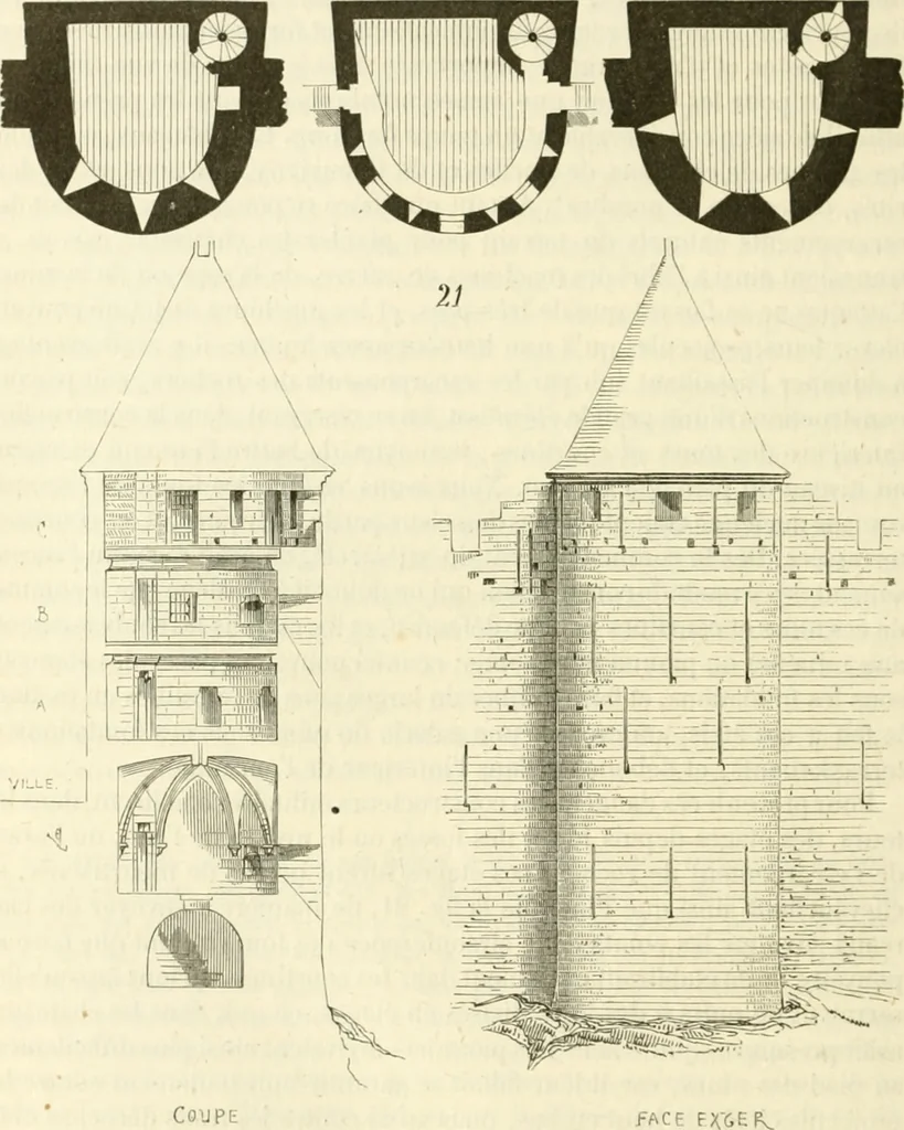 An illustration from Dictionnaire raisonné de l'architecture française du XIe au XVIe siècle, 1858, leaf 399
