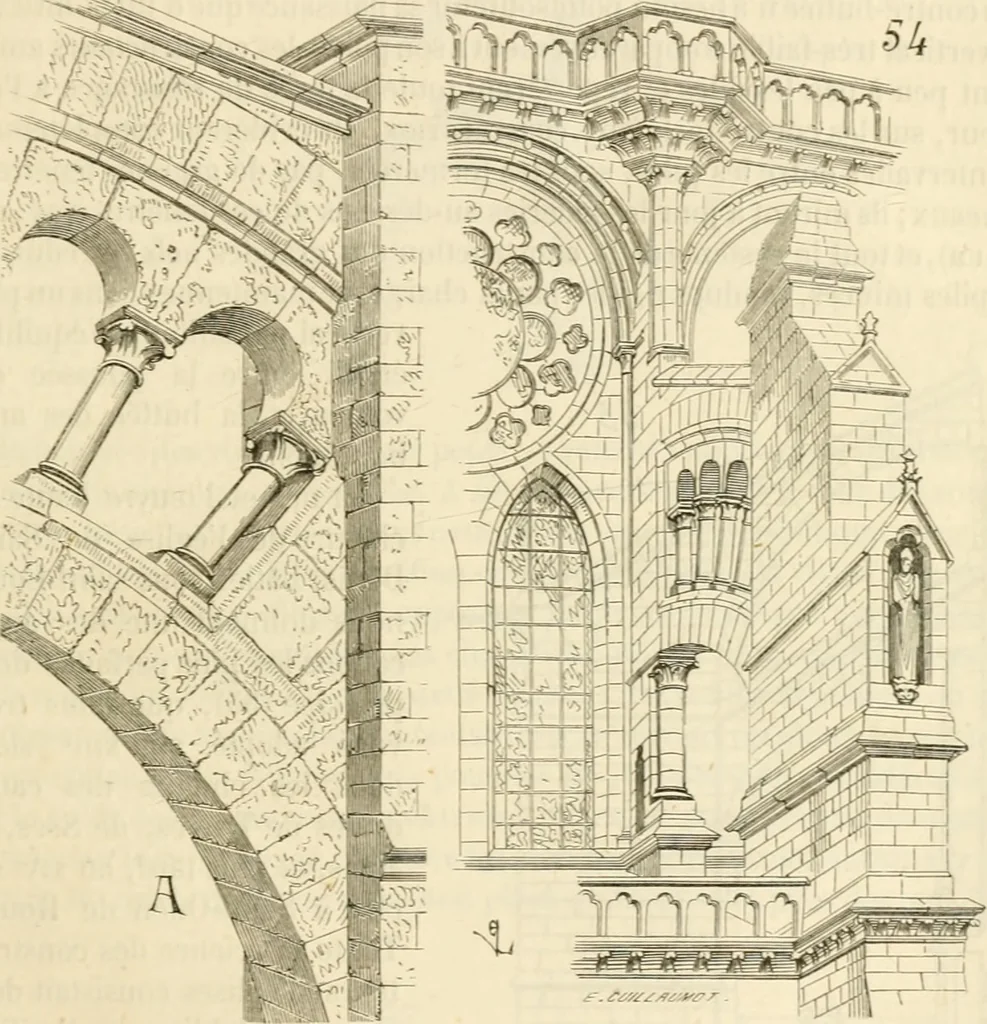 An illustration from Dictionnaire raisonné de l'architecture française du XIe au XVIe siècle, 1858, leaf 90