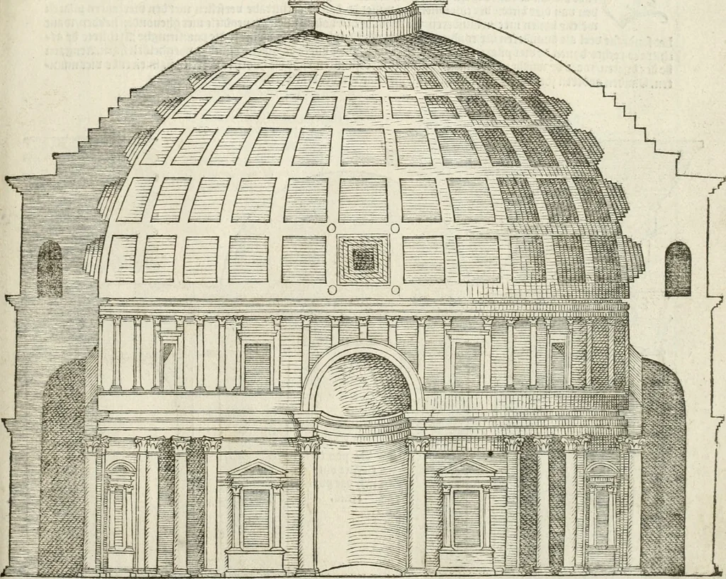 An illustration from Die alder vermaertste antique edificien : vã temple, theatre, amphitheatre, paleisen, therme, obeliske, brugge, archetriuphal, etc. vescreueeñ gefigureert met haren grondede eñ mate oock de plaetsen daerse staen, eñ wiese dede make, 1546, leaf 10