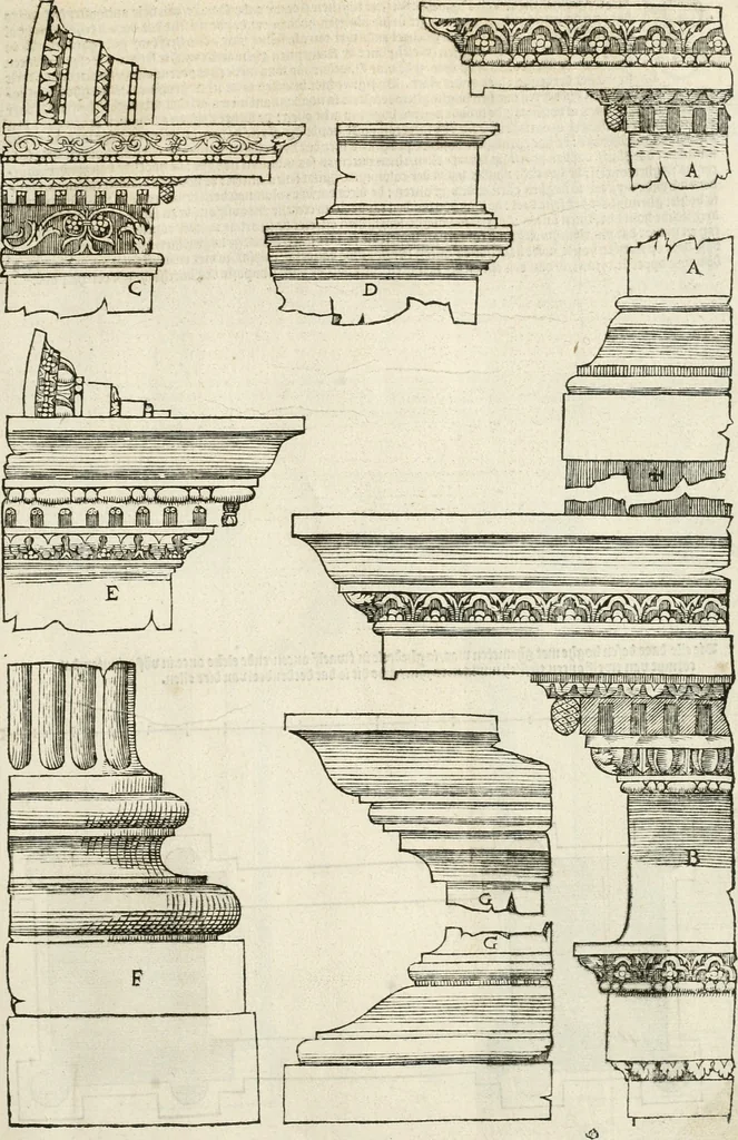 An illustration from Die alder vermaertste antique edificien : vã temple, theatre, amphitheatre, paleisen, therme, obeliske, brugge, archetriuphal, etc. vescreueeñ gefigureert met haren grondede eñ mate oock de plaetsen daerse staen, eñ wiese dede make, 1546, leaf 108