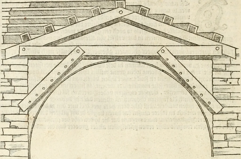 An illustration from Die alder vermaertste antique edificien : vã temple, theatre, amphitheatre, paleisen, therme, obeliske, brugge, archetriuphal, etc. vescreueeñ gefigureert met haren grondede eñ mate oock de plaetsen daerse staen, eñ wiese dede make, 1546, leaf 11