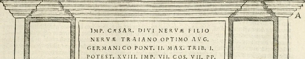 An illustration from Die alder vermaertste antique edificien : vã temple, theatre, amphitheatre, paleisen, therme, obeliske, brugge, archetriuphal, etc. vescreueeñ gefigureert met haren grondede eñ mate oock de plaetsen daerse staen, eñ wiese dede make, 1546, leaf 110