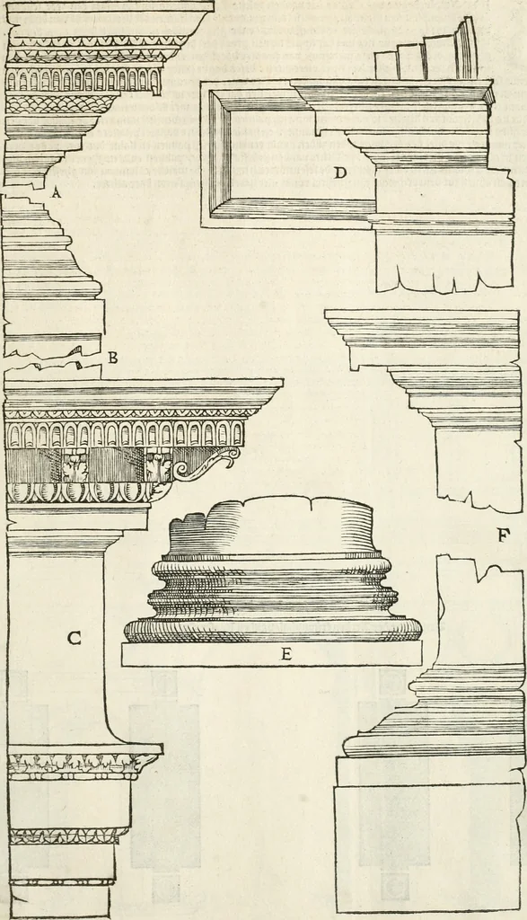 An illustration from Die alder vermaertste antique edificien : vã temple, theatre, amphitheatre, paleisen, therme, obeliske, brugge, archetriuphal, etc. vescreueeñ gefigureert met haren grondede eñ mate oock de plaetsen daerse staen, eñ wiese dede make, 1546, leaf 112