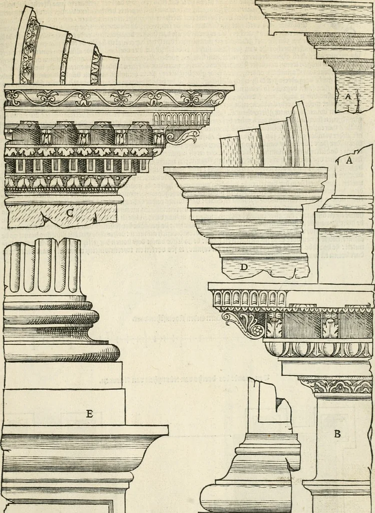 An illustration from Die alder vermaertste antique edificien : vã temple, theatre, amphitheatre, paleisen, therme, obeliske, brugge, archetriuphal, etc. vescreueeñ gefigureert met haren grondede eñ mate oock de plaetsen daerse staen, eñ wiese dede make, 1546, leaf 116