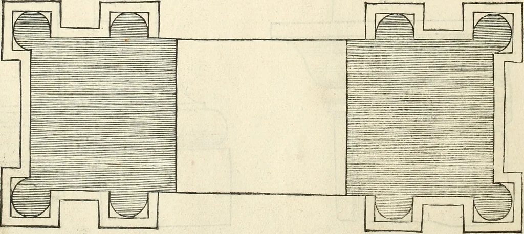 An illustration from Die alder vermaertste antique edificien : vã temple, theatre, amphitheatre, paleisen, therme, obeliske, brugge, archetriuphal, etc. vescreueeñ gefigureert met haren grondede eñ mate oock de plaetsen daerse staen, eñ wiese dede make, 1546, leaf 117