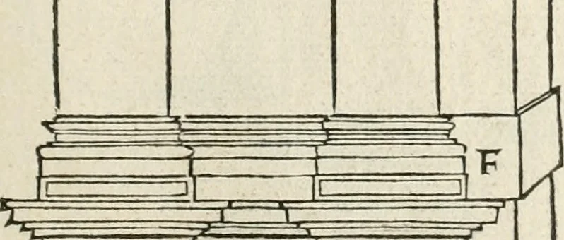 An illustration from Die alder vermaertste antique edificien : vã temple, theatre, amphitheatre, paleisen, therme, obeliske, brugge, archetriuphal, etc. vescreueeñ gefigureert met haren grondede eñ mate oock de plaetsen daerse staen, eñ wiese dede make, 1546, leaf 118