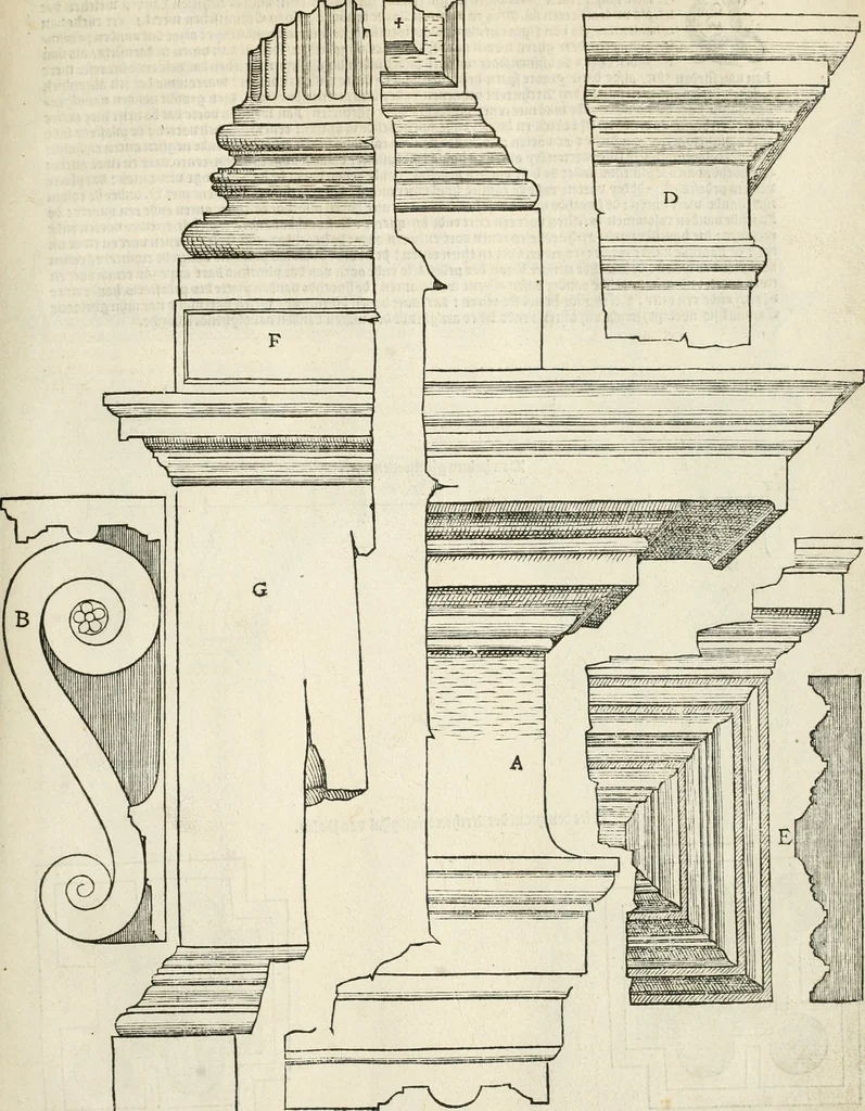 An illustration from Die alder vermaertste antique edificien : vã temple, theatre, amphitheatre, paleisen, therme, obeliske, brugge, archetriuphal, etc. vescreueeñ gefigureert met haren grondede eñ mate oock de plaetsen daerse staen, eñ wiese dede make, 1546, leaf 120