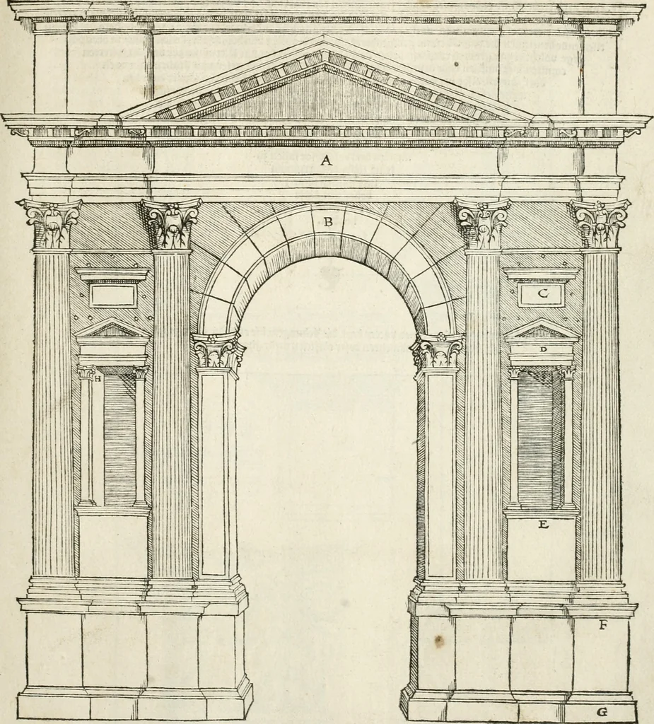 An illustration from Die alder vermaertste antique edificien : vã temple, theatre, amphitheatre, paleisen, therme, obeliske, brugge, archetriuphal, etc. vescreueeñ gefigureert met haren grondede eñ mate oock de plaetsen daerse staen, eñ wiese dede make, 1546, leaf 126