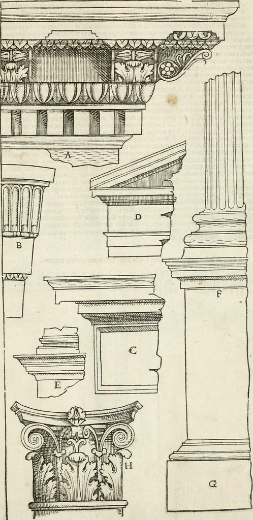 An illustration from Die alder vermaertste antique edificien : vã temple, theatre, amphitheatre, paleisen, therme, obeliske, brugge, archetriuphal, etc. vescreueeñ gefigureert met haren grondede eñ mate oock de plaetsen daerse staen, eñ wiese dede make, 1546, leaf 128