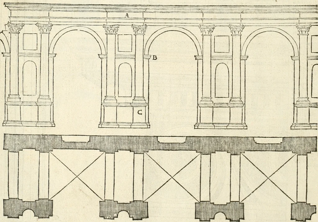 An illustration from Die alder vermaertste antique edificien : vã temple, theatre, amphitheatre, paleisen, therme, obeliske, brugge, archetriuphal, etc. vescreueeñ gefigureert met haren grondede eñ mate oock de plaetsen daerse staen, eñ wiese dede make, 1546, leaf 137