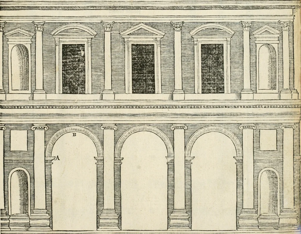 An illustration from Die alder vermaertste antique edificien : vã temple, theatre, amphitheatre, paleisen, therme, obeliske, brugge, archetriuphal, etc. vescreueeñ gefigureert met haren grondede eñ mate oock de plaetsen daerse staen, eñ wiese dede make, 1546, leaf 144