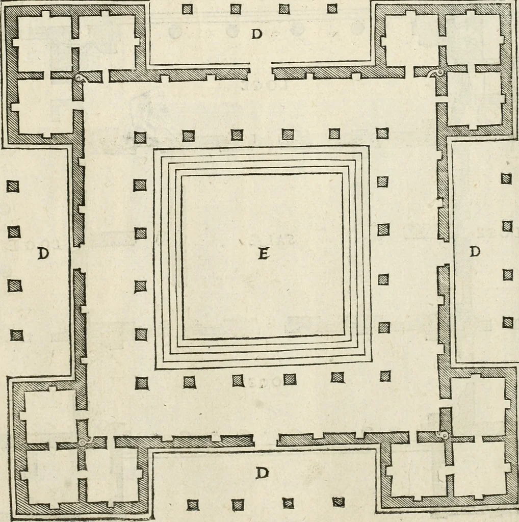 An illustration from Die alder vermaertste antique edificien : vã temple, theatre, amphitheatre, paleisen, therme, obeliske, brugge, archetriuphal, etc. vescreueeñ gefigureert met haren grondede eñ mate oock de plaetsen daerse staen, eñ wiese dede make, 1546, leaf 146