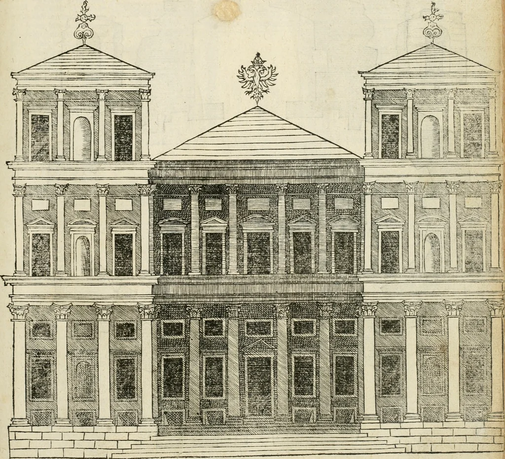 An illustration from Die alder vermaertste antique edificien : vã temple, theatre, amphitheatre, paleisen, therme, obeliske, brugge, archetriuphal, etc. vescreueeñ gefigureert met haren grondede eñ mate oock de plaetsen daerse staen, eñ wiese dede make, 1546, leaf 148