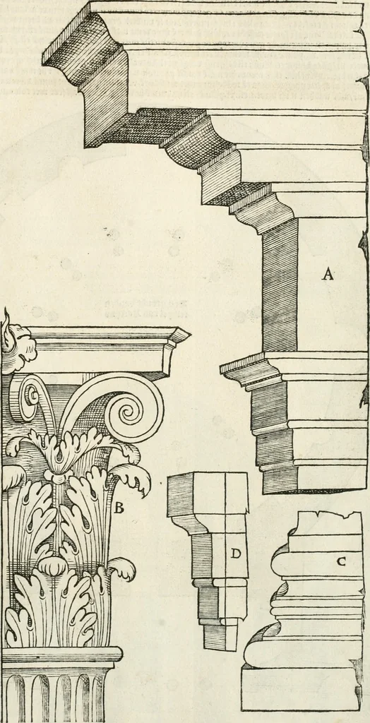 An illustration from Die alder vermaertste antique edificien : vã temple, theatre, amphitheatre, paleisen, therme, obeliske, brugge, archetriuphal, etc. vescreueeñ gefigureert met haren grondede eñ mate oock de plaetsen daerse staen, eñ wiese dede make, 1546, leaf 18