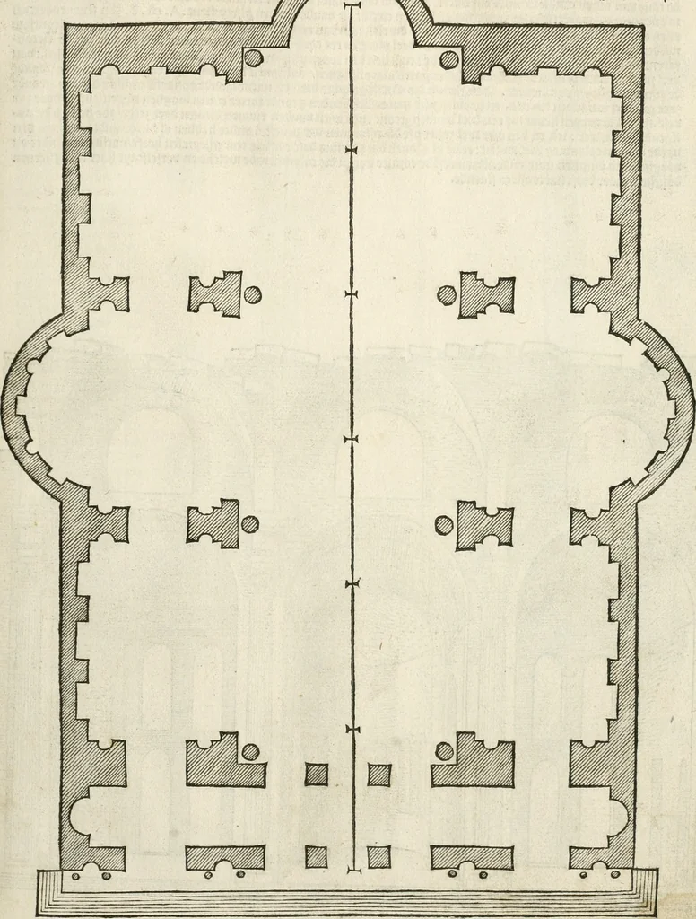 An illustration from Die alder vermaertste antique edificien : vã temple, theatre, amphitheatre, paleisen, therme, obeliske, brugge, archetriuphal, etc. vescreueeñ gefigureert met haren grondede eñ mate oock de plaetsen daerse staen, eñ wiese dede make, 1546, leaf 22