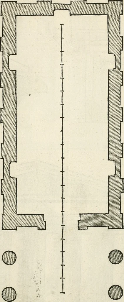 An illustration from Die alder vermaertste antique edificien : vã temple, theatre, amphitheatre, paleisen, therme, obeliske, brugge, archetriuphal, etc. vescreueeñ gefigureert met haren grondede eñ mate oock de plaetsen daerse staen, eñ wiese dede make, 1546, leaf 24