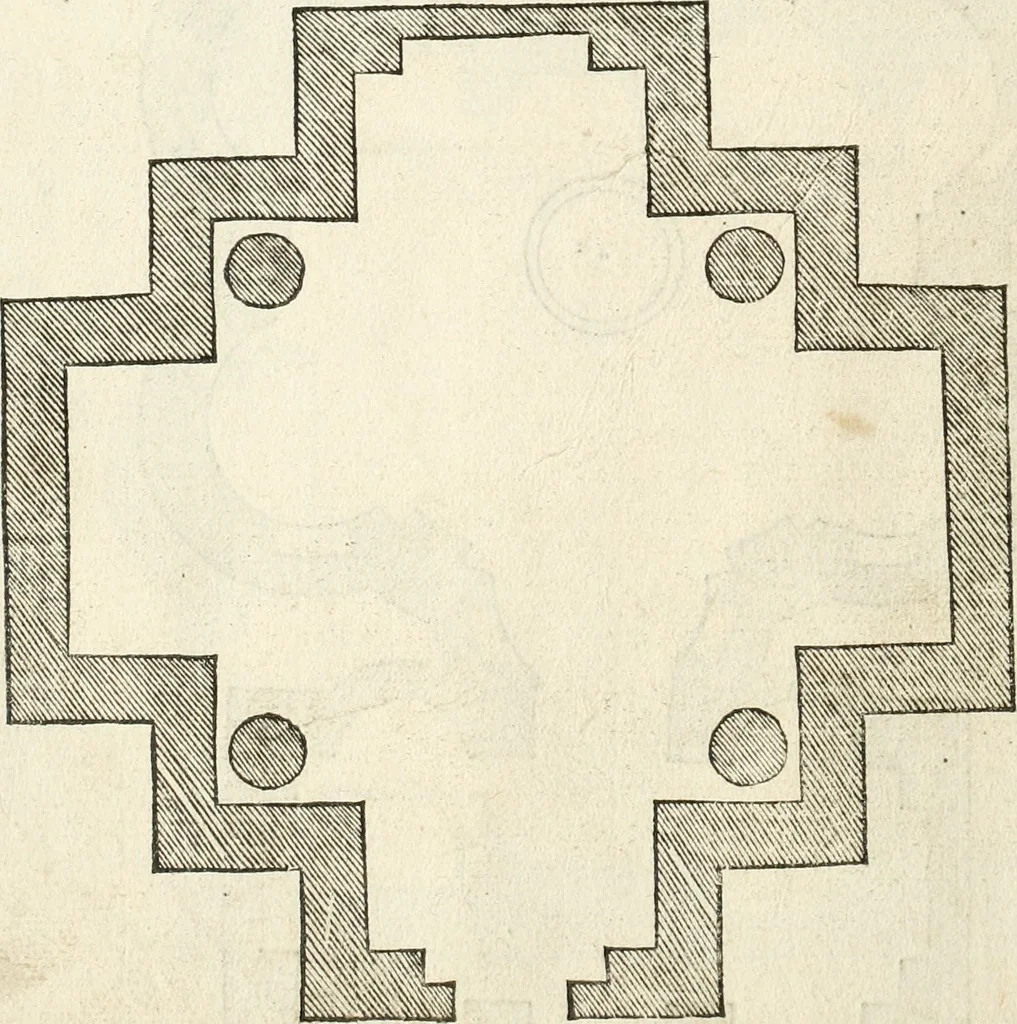 An illustration from Die alder vermaertste antique edificien : vã temple, theatre, amphitheatre, paleisen, therme, obeliske, brugge, archetriuphal, etc. vescreueeñ gefigureert met haren grondede eñ mate oock de plaetsen daerse staen, eñ wiese dede make, 1546, leaf 33