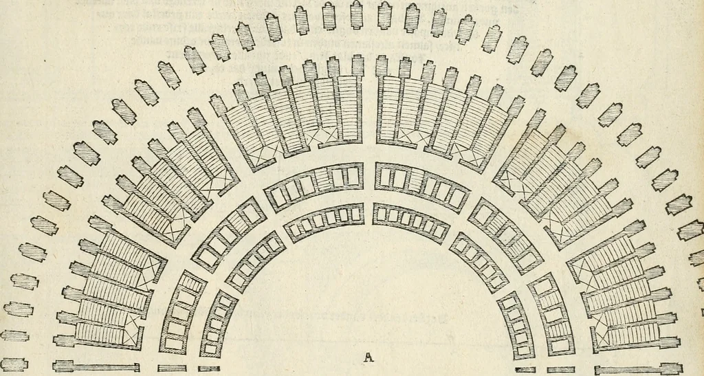An illustration from Die alder vermaertste antique edificien : vã temple, theatre, amphitheatre, paleisen, therme, obeliske, brugge, archetriuphal, etc. vescreueeñ gefigureert met haren grondede eñ mate oock de plaetsen daerse staen, eñ wiese dede make, 1546, leaf 46
