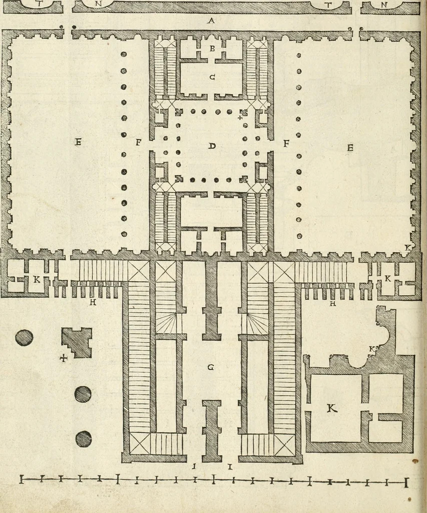 An illustration from Die alder vermaertste antique edificien : vã temple, theatre, amphitheatre, paleisen, therme, obeliske, brugge, archetriuphal, etc. vescreueeñ gefigureert met haren grondede eñ mate oock de plaetsen daerse staen, eñ wiese dede make, 1546, leaf 79