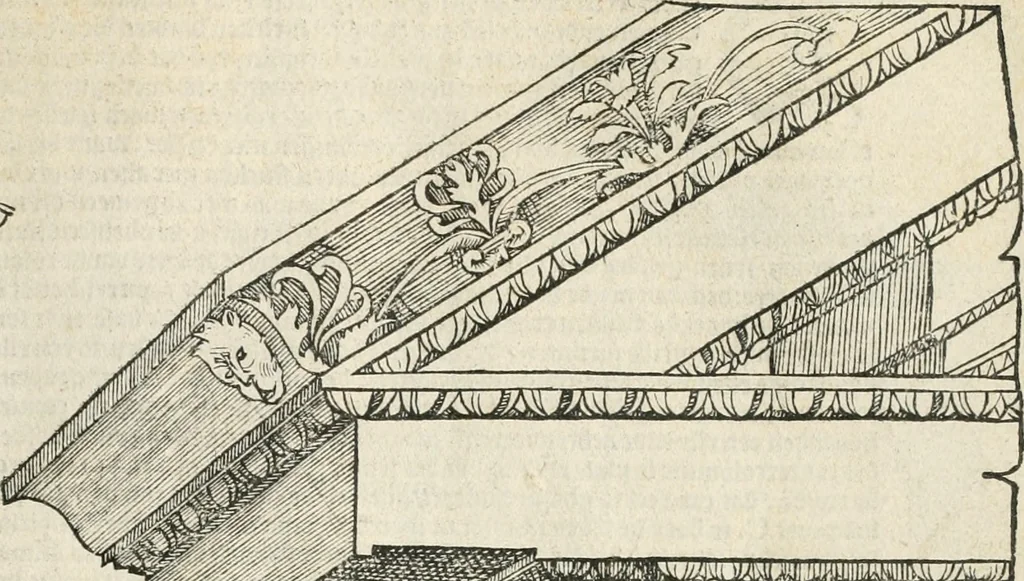 An illustration from Die alder vermaertste antique edificien : vã temple, theatre, amphitheatre, paleisen, therme, obeliske, brugge, archetriuphal, etc. vescreueeñ gefigureert met haren grondede eñ mate oock de plaetsen daerse staen, eñ wiese dede make, 1546, leaf 80
