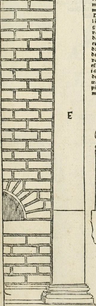 An illustration from Die alder vermaertste antique edificien : vã temple, theatre, amphitheatre, paleisen, therme, obeliske, brugge, archetriuphal, etc. vescreueeñ gefigureert met haren grondede eñ mate oock de plaetsen daerse staen, eñ wiese dede make, 1546, leaf 80