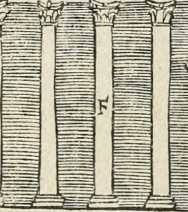 An illustration from Die alder vermaertste antique edificien : vã temple, theatre, amphitheatre, paleisen, therme, obeliske, brugge, archetriuphal, etc. vescreueeñ gefigureert met haren grondede eñ mate oock de plaetsen daerse staen, eñ wiese dede make, 1546, leaf 80