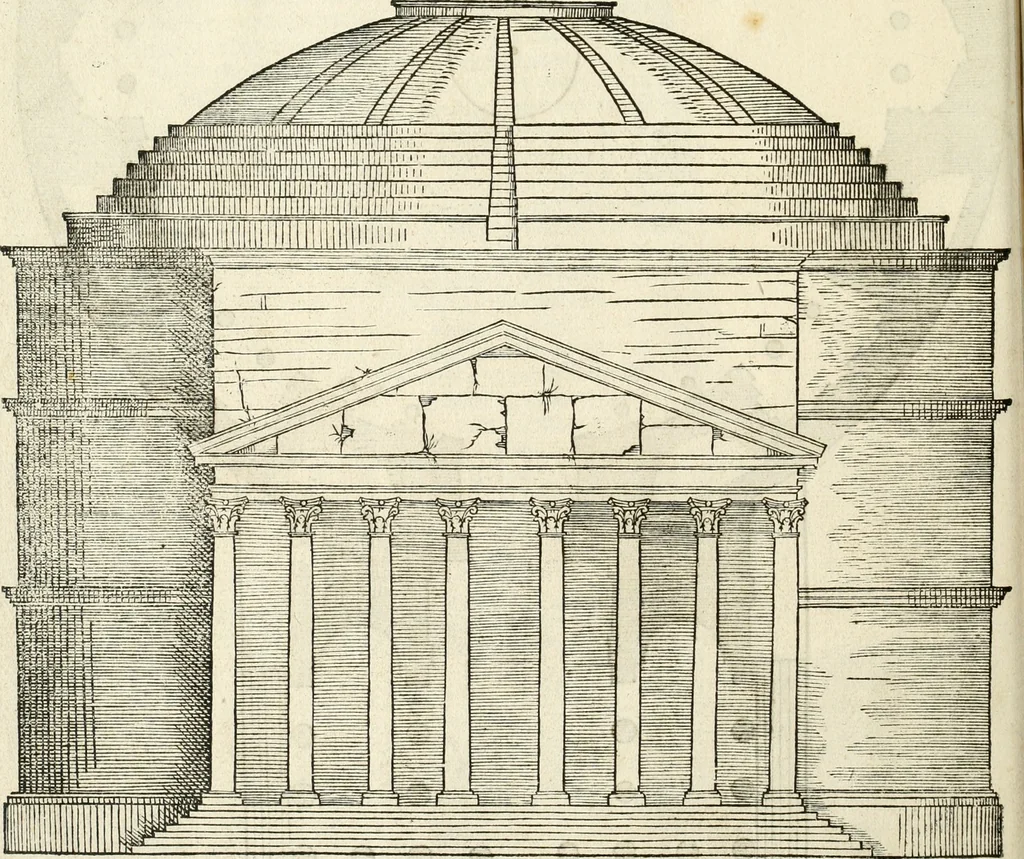 An illustration from Die alder vermaertste antique edificien : vã temple, theatre, amphitheatre, paleisen, therme, obeliske, brugge, archetriuphal, etc. vescreueeñ gefigureert met haren grondede eñ mate oock de plaetsen daerse staen, eñ wiese dede make, 1546, leaf 9