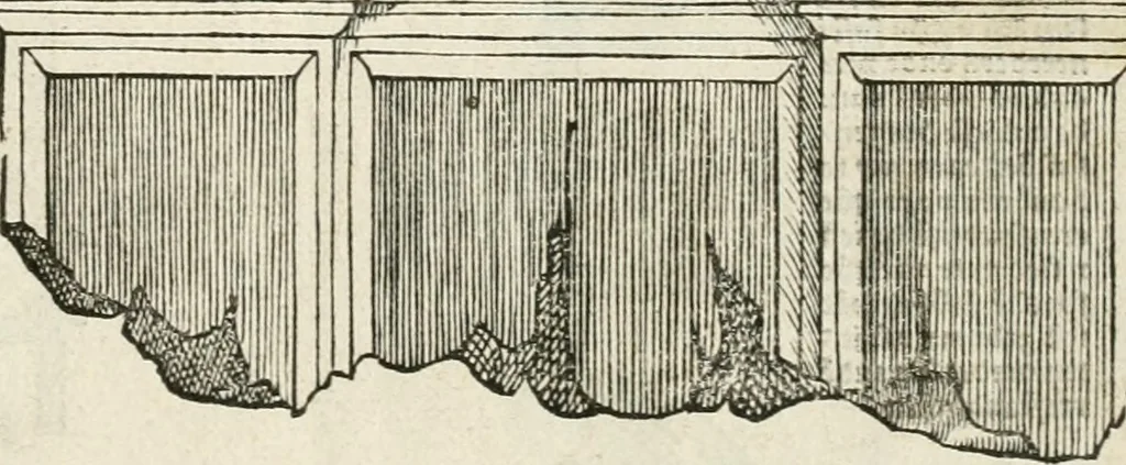 An illustration from Die alder vermaertste antique edificien : vã temple, theatre, amphitheatre, paleisen, therme, obeliske, brugge, archetriuphal, etc. vescreueeñ gefigureert met haren grondede eñ mate oock de plaetsen daerse staen, eñ wiese dede make, 1546, leaf 94