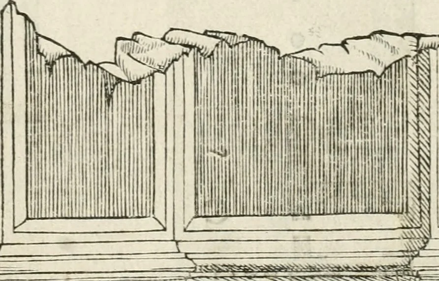 An illustration from Die alder vermaertste antique edificien : vã temple, theatre, amphitheatre, paleisen, therme, obeliske, brugge, archetriuphal, etc. vescreueeñ gefigureert met haren grondede eñ mate oock de plaetsen daerse staen, eñ wiese dede make, 1546, leaf 94