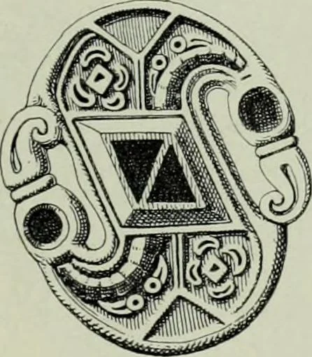 An illustration from Die altgermanische thierornamentik; typologische studie über germanische metallgegenstände aus dem IV. bis IX. jahrhundert, nebst einer studie über irische ornamentik, 1904, leaf 100