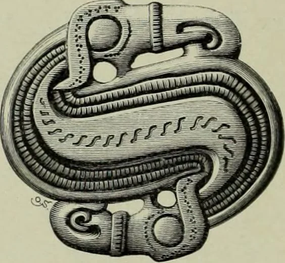 An illustration from Die altgermanische thierornamentik; typologische studie über germanische metallgegenstände aus dem IV. bis IX. jahrhundert, nebst einer studie über irische ornamentik, 1904, leaf 101