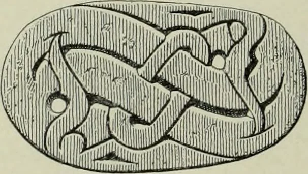 An illustration from Die altgermanische thierornamentik; typologische studie über germanische metallgegenstände aus dem IV. bis IX. jahrhundert, nebst einer studie über irische ornamentik, 1904, leaf 101
