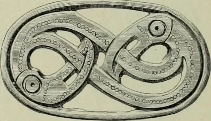 An illustration from Die altgermanische thierornamentik; typologische studie über germanische metallgegenstände aus dem IV. bis IX. jahrhundert, nebst einer studie über irische ornamentik, 1904, leaf 101
