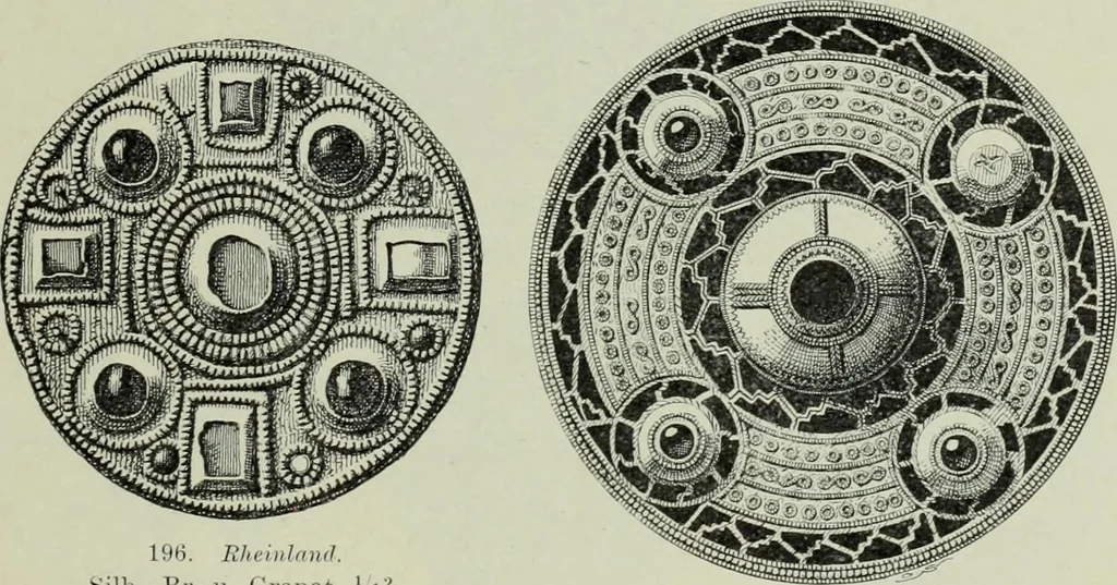 An illustration from Die altgermanische thierornamentik; typologische studie über germanische metallgegenstände aus dem IV. bis IX. jahrhundert, nebst einer studie über irische ornamentik, 1904, leaf 102