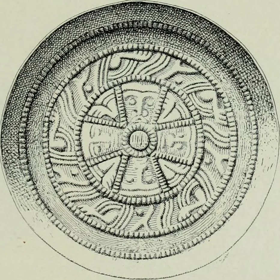An illustration from Die altgermanische thierornamentik; typologische studie über germanische metallgegenstände aus dem IV. bis IX. jahrhundert, nebst einer studie über irische ornamentik, 1904, leaf 104