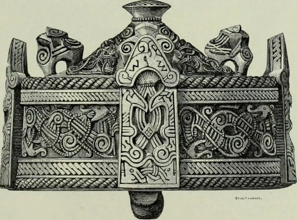 An illustration from Die altgermanische thierornamentik; typologische studie über germanische metallgegenstände aus dem IV. bis IX. jahrhundert, nebst einer studie über irische ornamentik, 1904, leaf 108