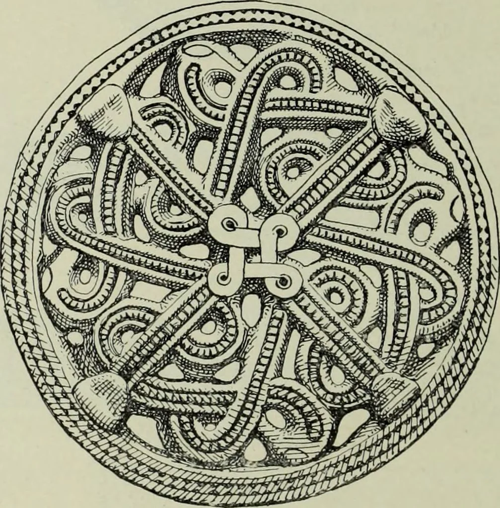 An illustration from Die altgermanische thierornamentik; typologische studie über germanische metallgegenstände aus dem IV. bis IX. jahrhundert, nebst einer studie über irische ornamentik, 1904, leaf 109