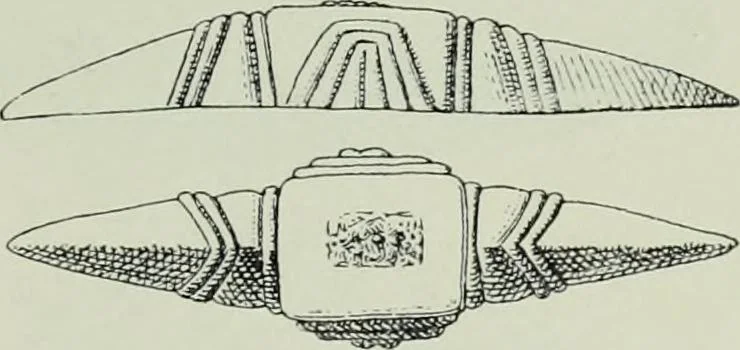 An illustration from Die altgermanische thierornamentik; typologische studie über germanische metallgegenstände aus dem IV. bis IX. jahrhundert, nebst einer studie über irische ornamentik, 1904, leaf 120