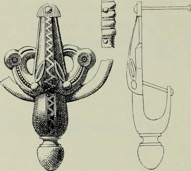 An illustration from Die altgermanische thierornamentik; typologische studie über germanische metallgegenstände aus dem IV. bis IX. jahrhundert, nebst einer studie über irische ornamentik, 1904, leaf 127